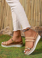 Damen Trendige und bequeme Keilsandalen mit verstellbaren Riemen R&B