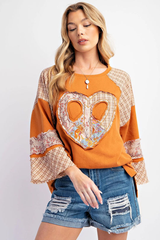 Damen kreatives Sweatshirt mit Patchwork-Design R&B