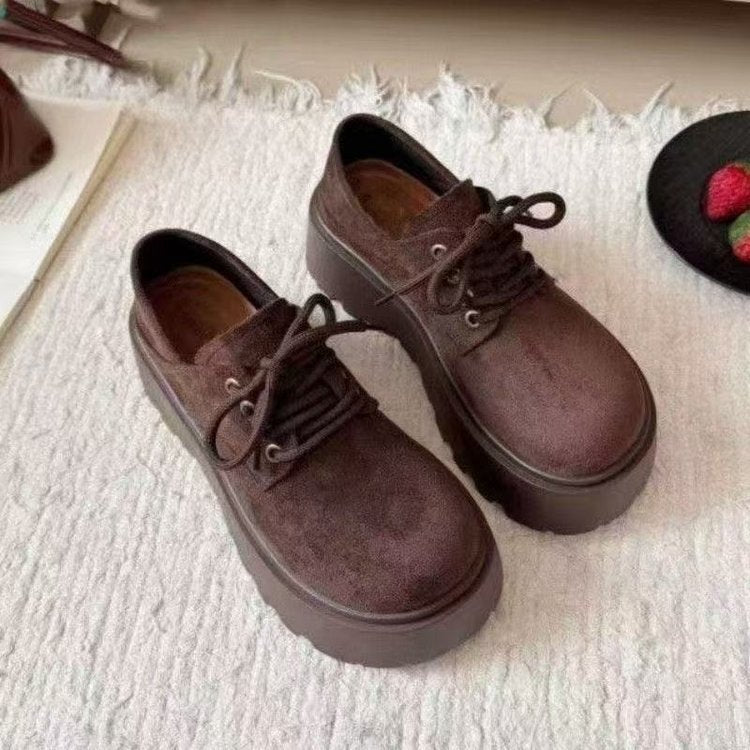 Damen Bequeme Plateau-Schnürschuhe aus Wildleder R&B