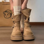 Damen Trendige Stiefel mit praktischem Schnallenverschluss und dicker Sohle R&B