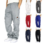 Herren nan konisch zulaufende Sweat-Cargohose mit elastischem Bund, Kordelzug und Klappentaschen R&B