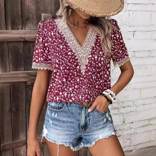 Damen Floral Bestickte Freizeitbluse R&B