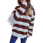 Damen gemütlicher Streifenpullover aus weichem Material mit weitem Schnitt R&B