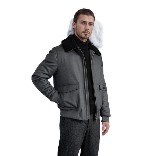 Herren kuschelweiche Winterjacke mit Teddykragen und aufgesetzten Taschen R&B