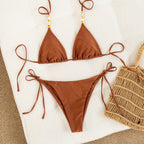 Damen Triangel-Bikini mit spielerischem Punktedesign und verstellbaren BindR&Bändern R&B