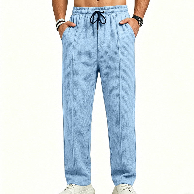 Herren nan gerade geschnittene Relaxhose mit dekorativer Mittelnaht, elastischem Tunnelzugbund und seitlichen Eingrifftaschen R&B
