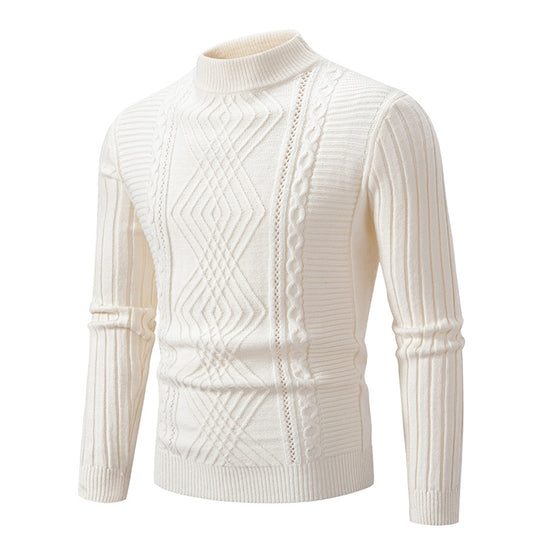 Herren Rollkragenpullover aus hochwertiger Baumwolle mit strukturiertem Zopfmuster R&B