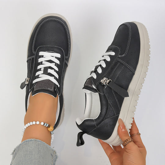 Damen Komfortable Sneaker mit modischem Reißverschluss und atmungsaktivem Innenfutter R&B