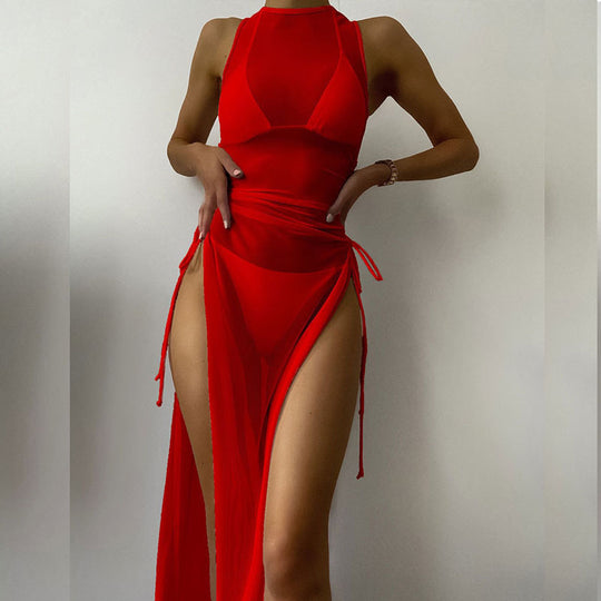 Damen Strandkleid mit raffinierten Schnürdetails R&B
