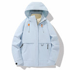 Damen funktionale Wetterjacke mit verstellbarem Kapuzenkragen und großzügigen Taschen