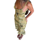Damen elegantes Midi-Kleid mit Raffungen und floraler Spitze R&B