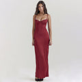 Damen Elegantes Satin Maxikleid mit Spaghettiträgern und figurbetontem Schnitt R&B