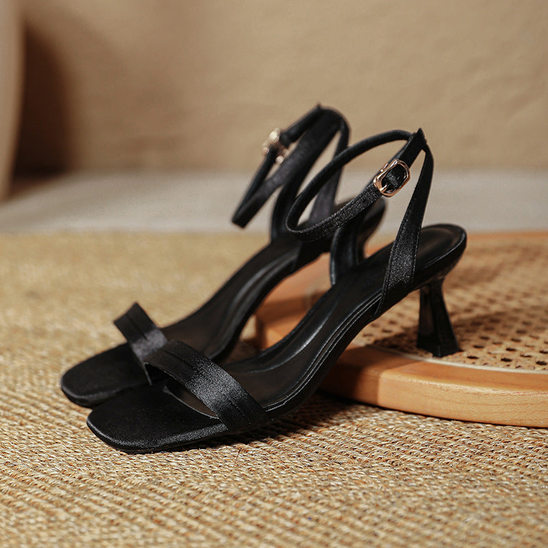 Damen elegante Slingback Sandalen mit verstellbarem Riemen und komfortablem Blockabsatz R&B