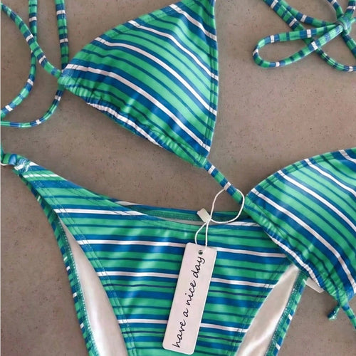 Damen Triangel-Bikini mit klassischem Punktmuster R&B