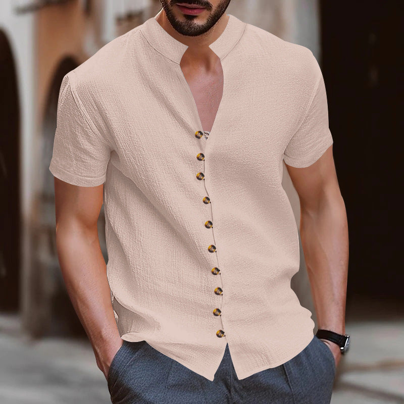 Herren Kurzarmhemd mit modernen Knopfdetails R&B