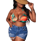 Damen Triangel-Bikini mit buntem Blumenmuster