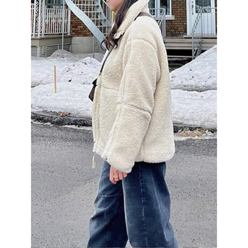 Damen Fleecejacke mit hochschließendem Kragen und Taschen R&B