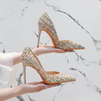 Damen elegante Stiletto-Pumps mit modernen Textilien R&B