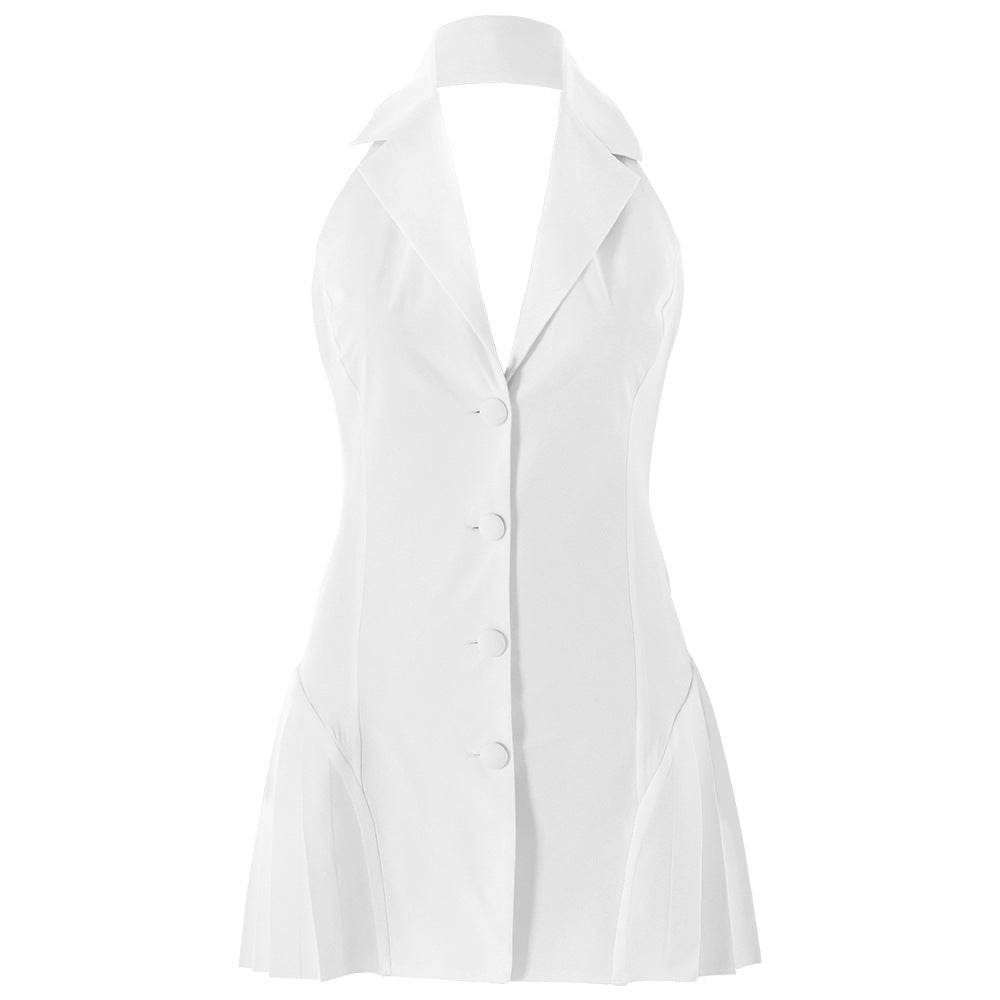 Damen Modisches Blazer-Kleid mit tiefem V-Ausschnitt und seitlichen Taschen R&B