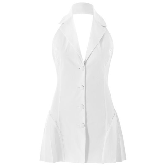 Damen Modisches Blazer-Kleid mit tiefem V-Ausschnitt und seitlichen Taschen R&B