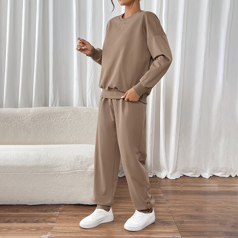 Damen sportliches Sweatshirt- und Jogginghose-Set mit elastischem Bund R&B