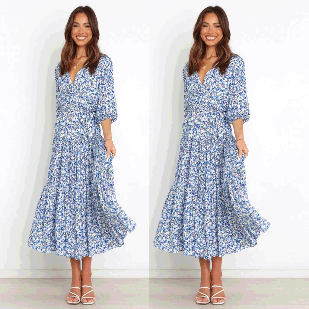 Damen Sommerliches Maxikleid mit freiem Dekolleté und floralem Muster R&B
