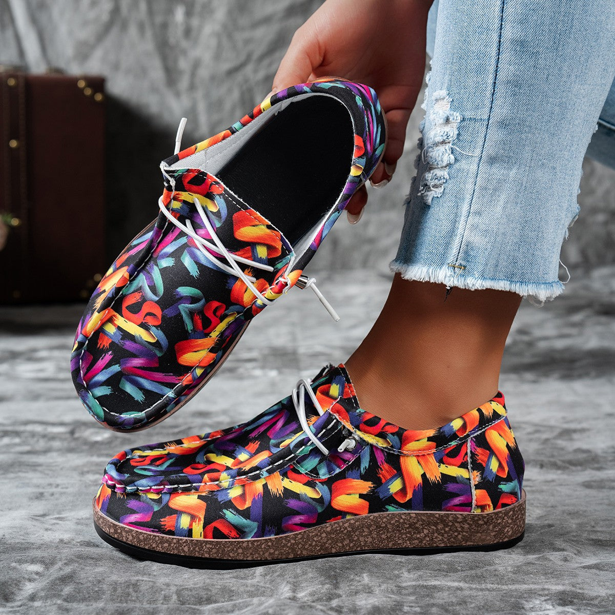 Damen leichte Freizeitschuhe mit buntem Design R&B