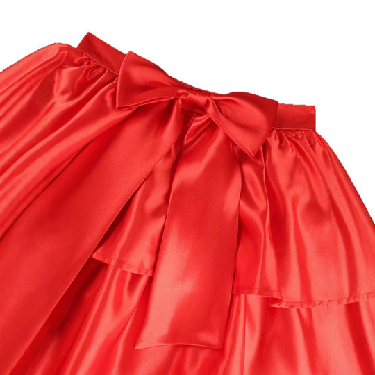 Damen Eleganter voluminöser Rock mit Rüschendetails und Taillengürtel R&B