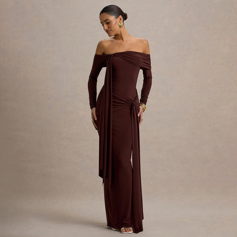 Damen Elegantes Off-Shoulder Abendkleid mit drapierter Silhouette R&B