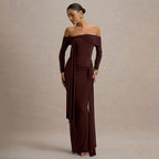 Damen Elegantes Off-Shoulder Abendkleid mit drapierter Silhouette