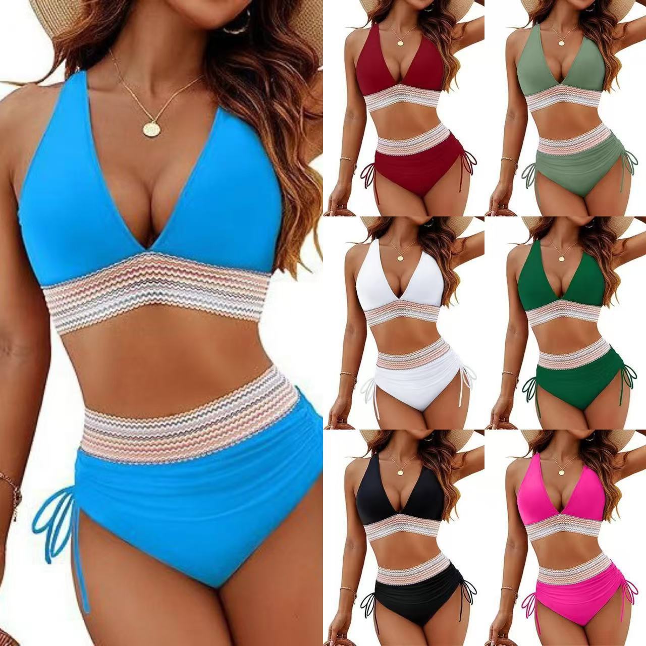 Damen Hochtaillierter Bikini mit schickem Cut-Out und verstellbaren Trägern R&B