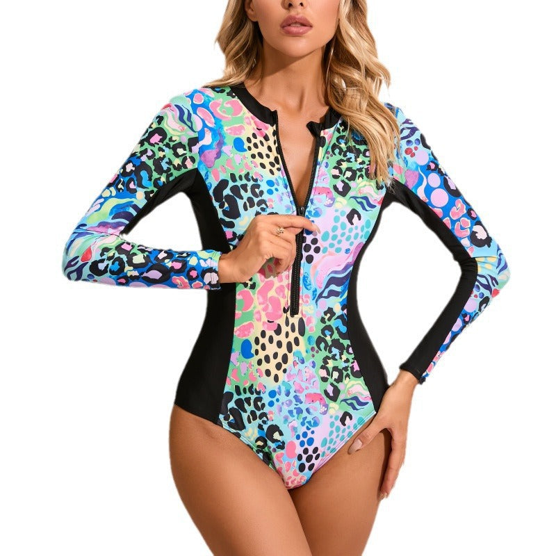 Damen Langärmeliger Surfanzug mit modernem grafischem Design R&B