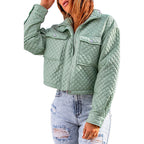 Damen gesteppte Kurzjacke mit modischen Taschen R&B