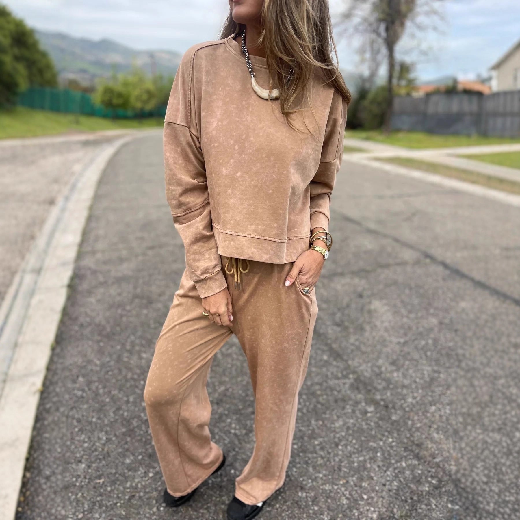 Damen Lässiger Sweatanzug im Vintage-Look