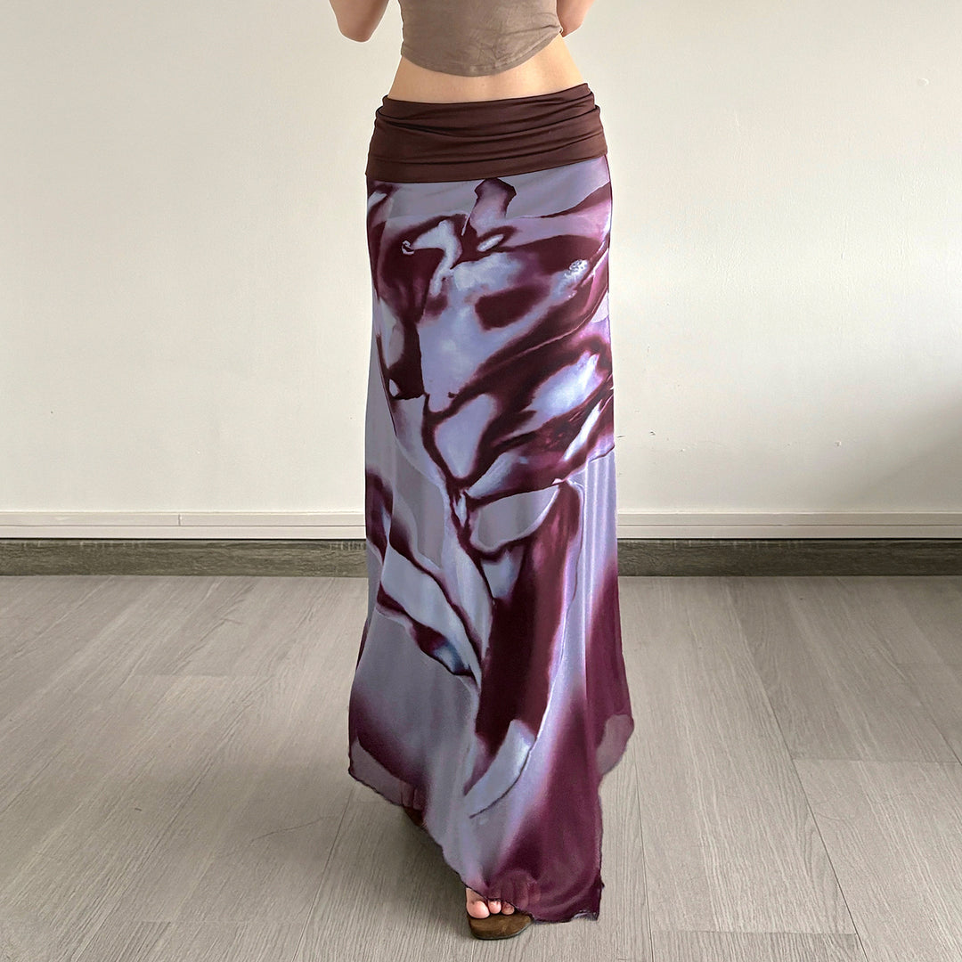 Damen Maxi-Rock mit asymmetrischem Schnitt und floralem Dekor R&B