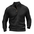 Herren stylischer Strickpullover mit halb offenem Kragen und Zopfmuster R&B