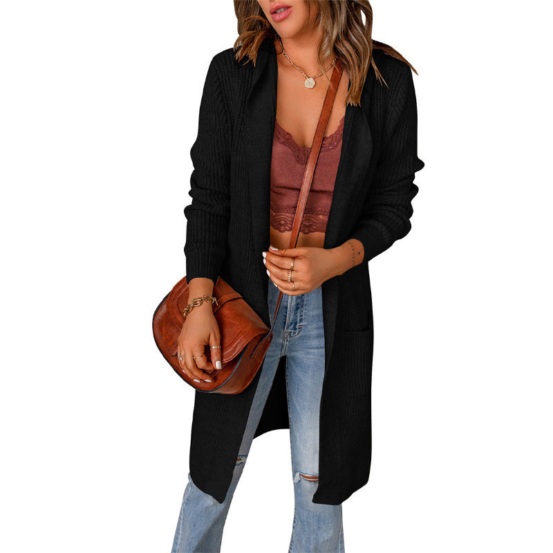 Damen Strickmantel mit offenen Vorderteilen und Taschen R&B
