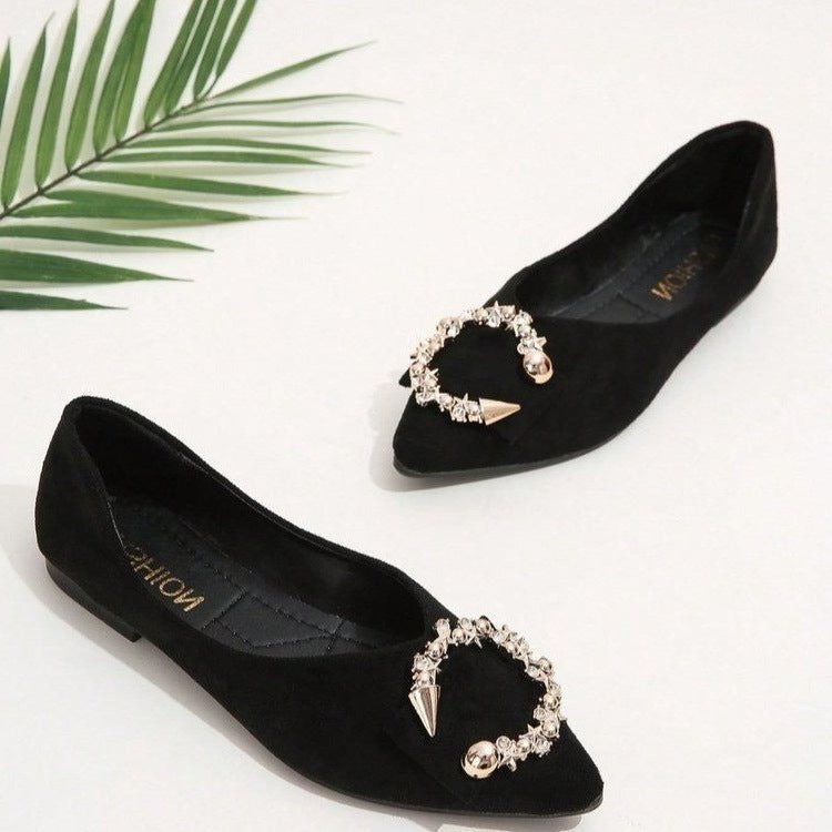 Damen Ballerinas mit funkelndem Schmuckelement R&B
