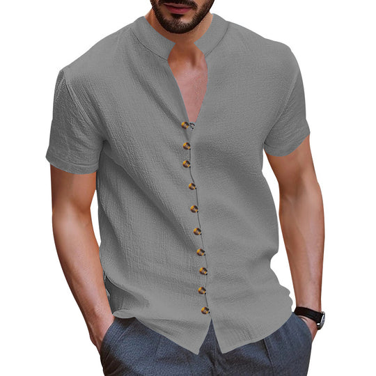 Herren Kurzarmhemd mit modernen Knopfdetails R&B