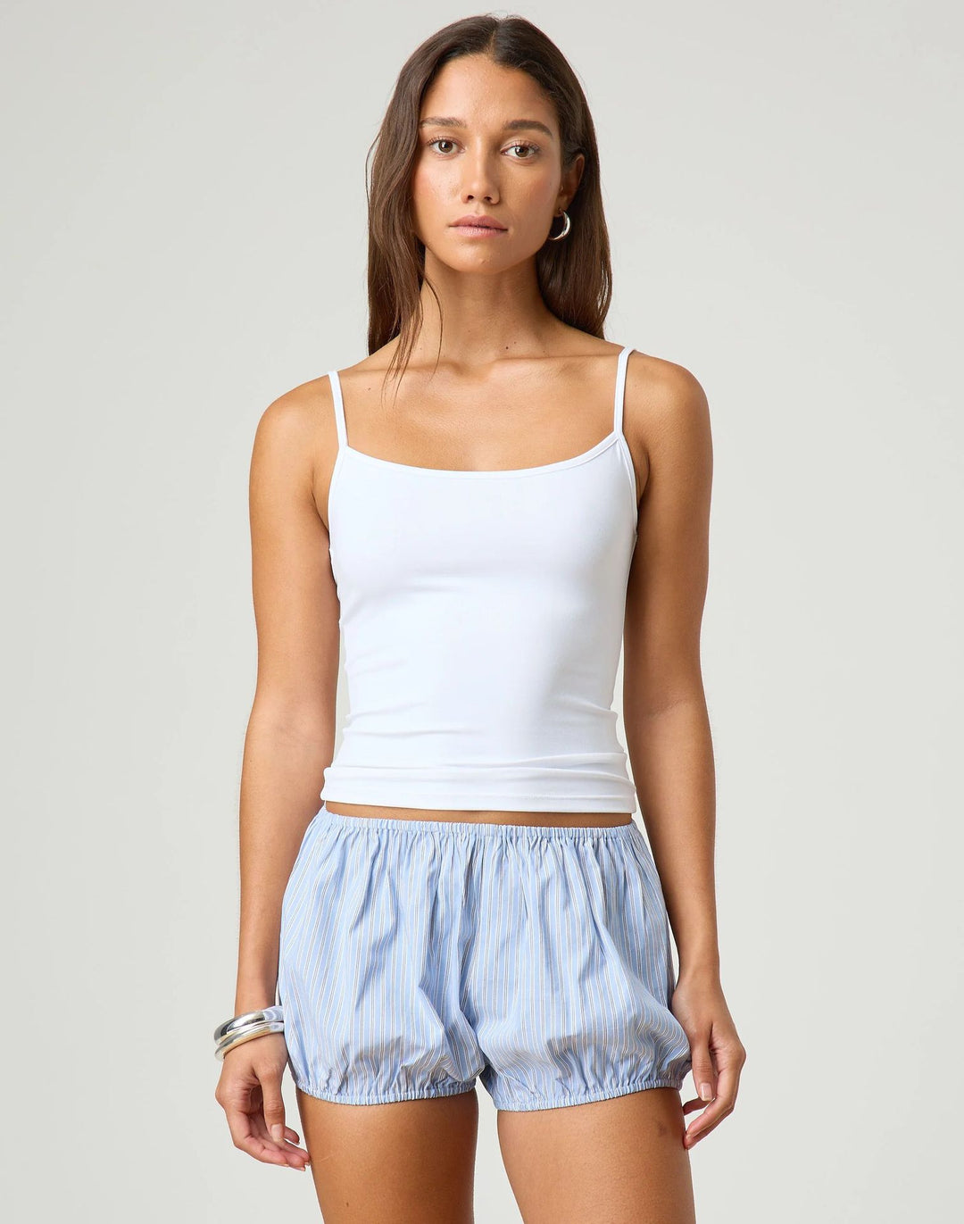 Damen entspannte Shorty-Pyjama-Set mit zartem Streifenmuster R&B