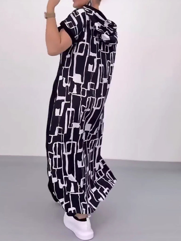 Damen Long Hoodie Kleid mit praktischem Reißverschluss und einzigartigem Design Heidi-Mode