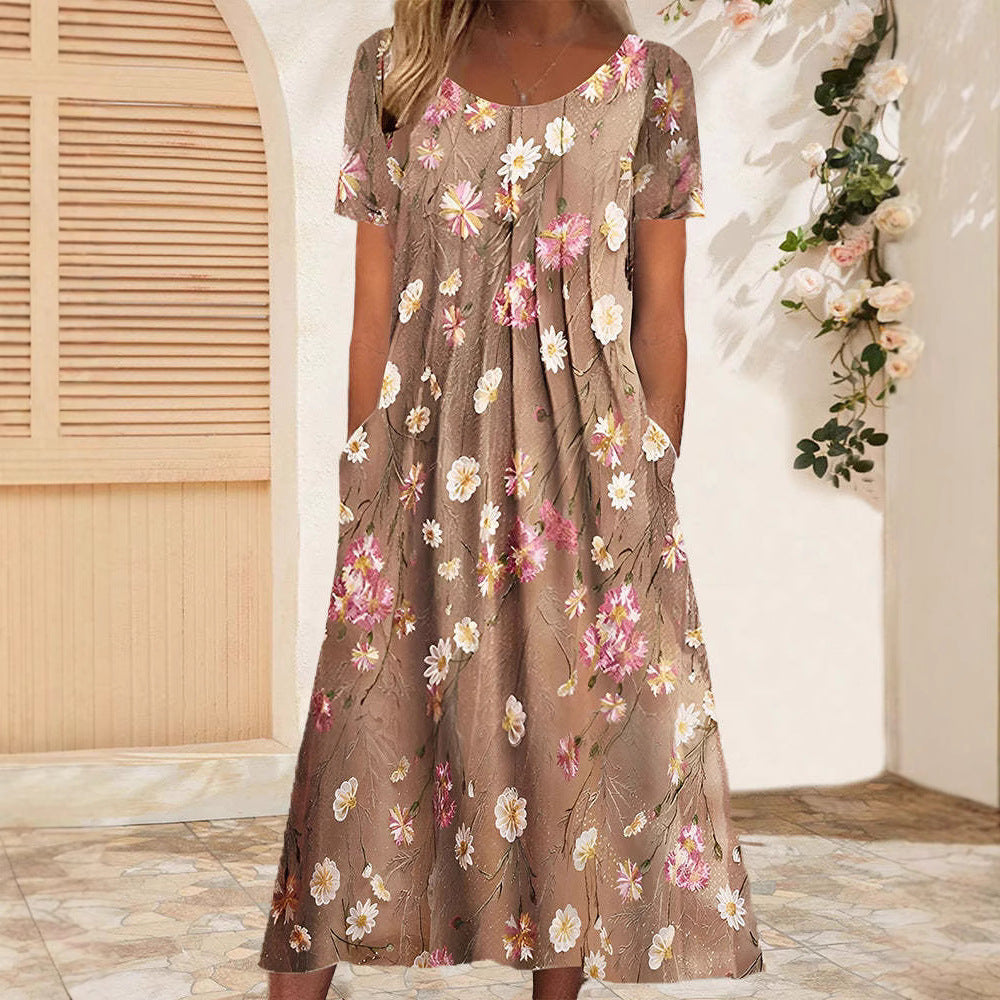 Damen Maxikleid mit floralem Design und praktischen Taschen Heidi-Mode