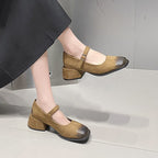 Damen elegante Mary Jane-Blockabsatzschuhe mit modischen Schnallen R&B