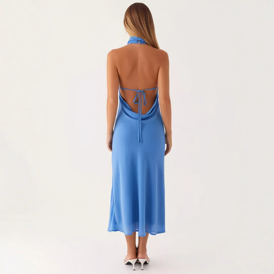 Damen elegantes Maxikleid mit halber Höhe und schmalem Schnitt R&B