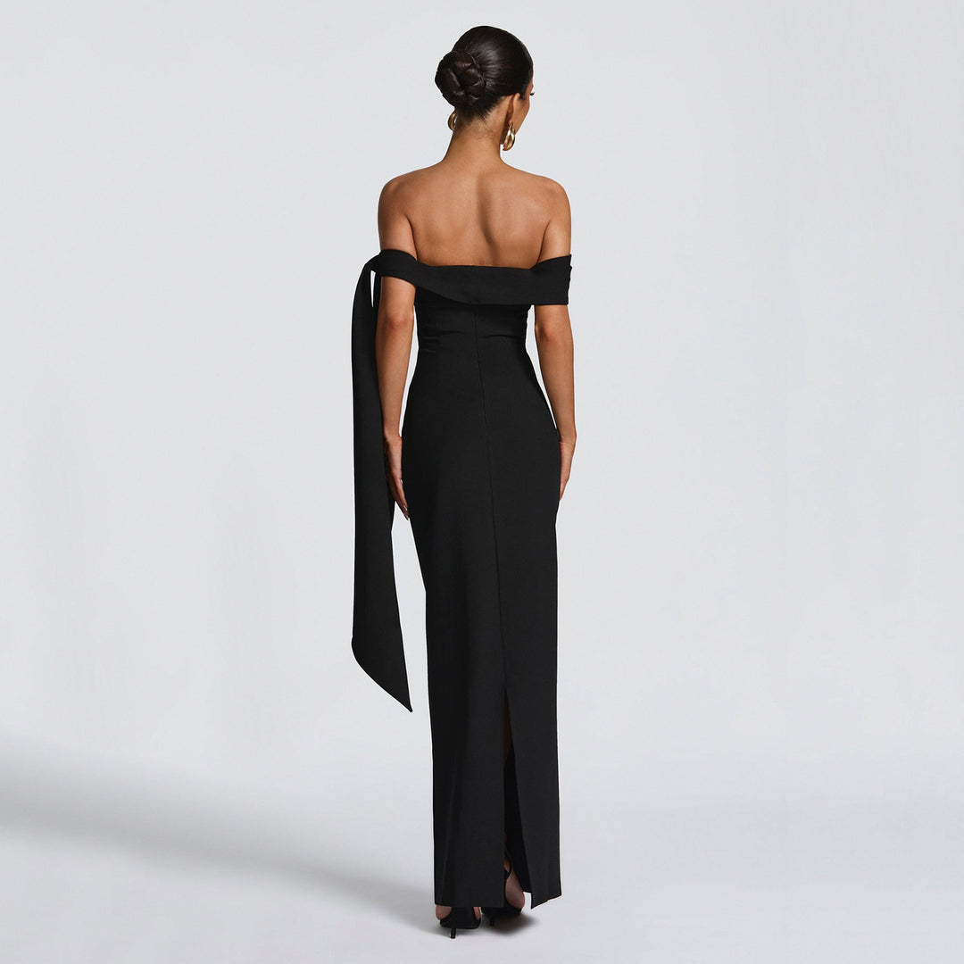 Damen Wickelkleid mit einem eleganten One-Shoulder-Design und modischen Rüschendetails R&B