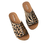 Damen modische Clogsandalen mit tierischem Print und elegantem Schmuckdetail R&B