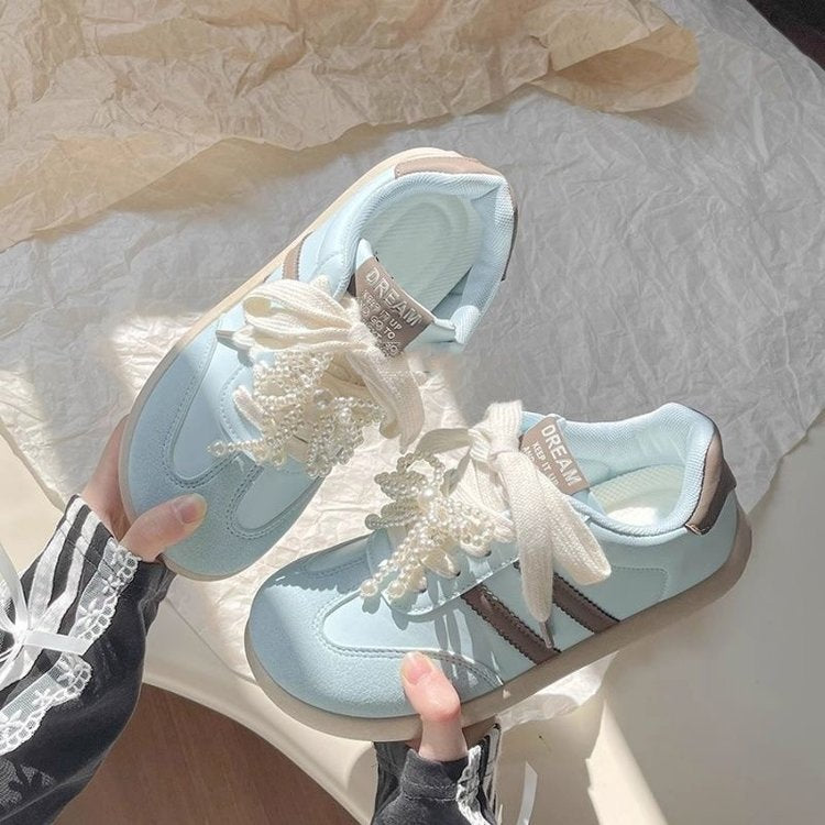 Damen Komfortable Sneaker mit eleganten Perlenapplikationen und atmungsaktiver Oberkante R&B