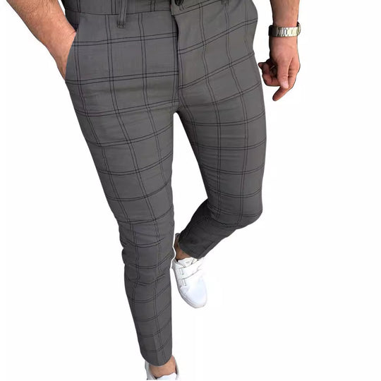 Damen Slim-Fit Karohose mit elastischem Bund und modischem Design R&B