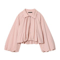 Damen modische Blousonjacke mit voluminösen Ärmeln und Reißverschluss R&B