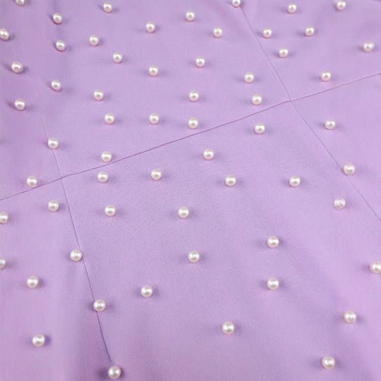 Damen Elegantes Körperbetontes Kleid mit Puffärmeln und Perlenverzierungen R&B